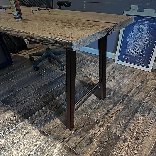 Miniatura 6 de BRISYYI Patas de mesa de comedor de metal negro de 28 pulgadas, patas de escritorio de acero resistente en forma de H, patas para muebles de