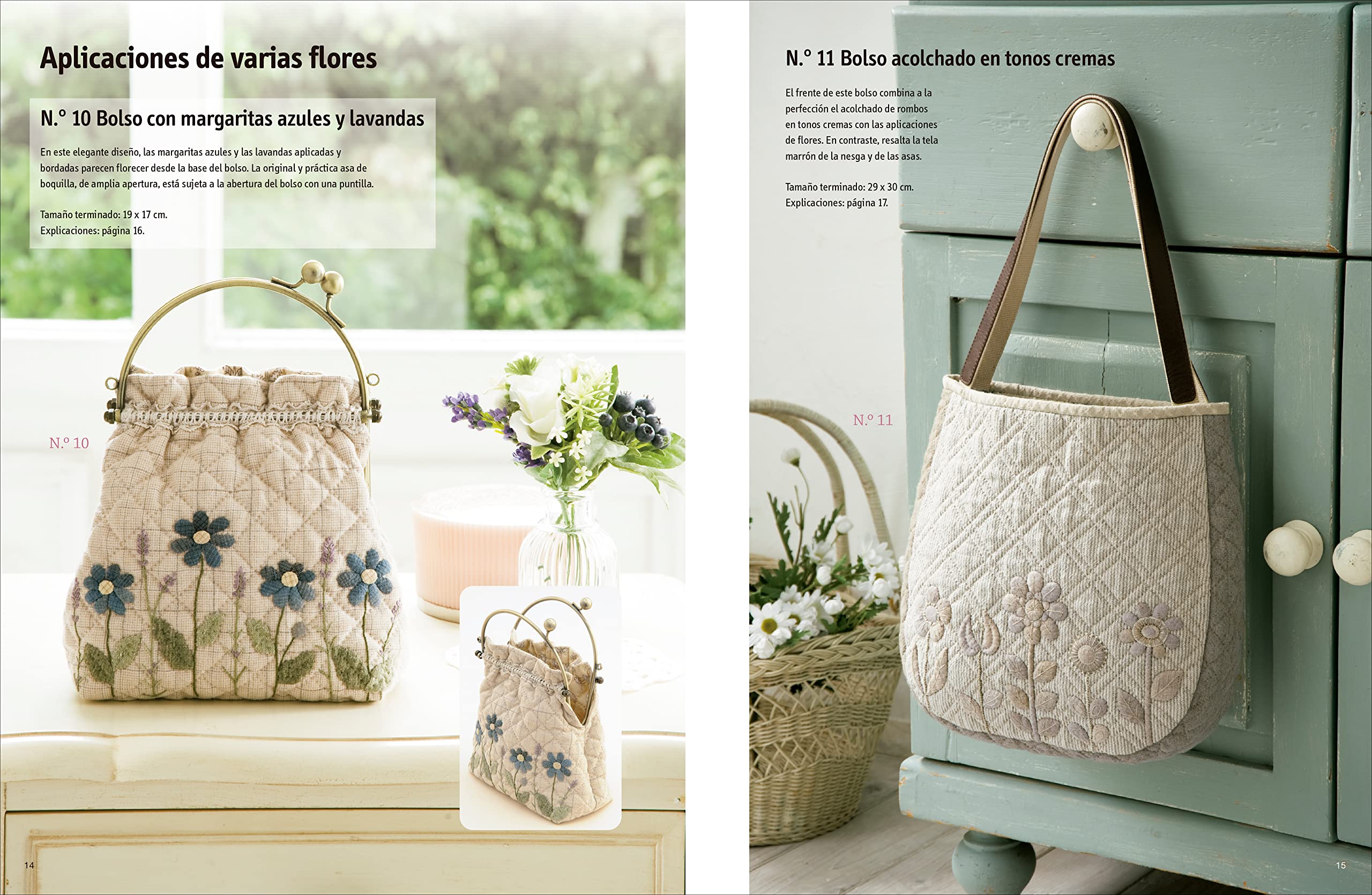 Patchwork japonés con aplicaciones de flores