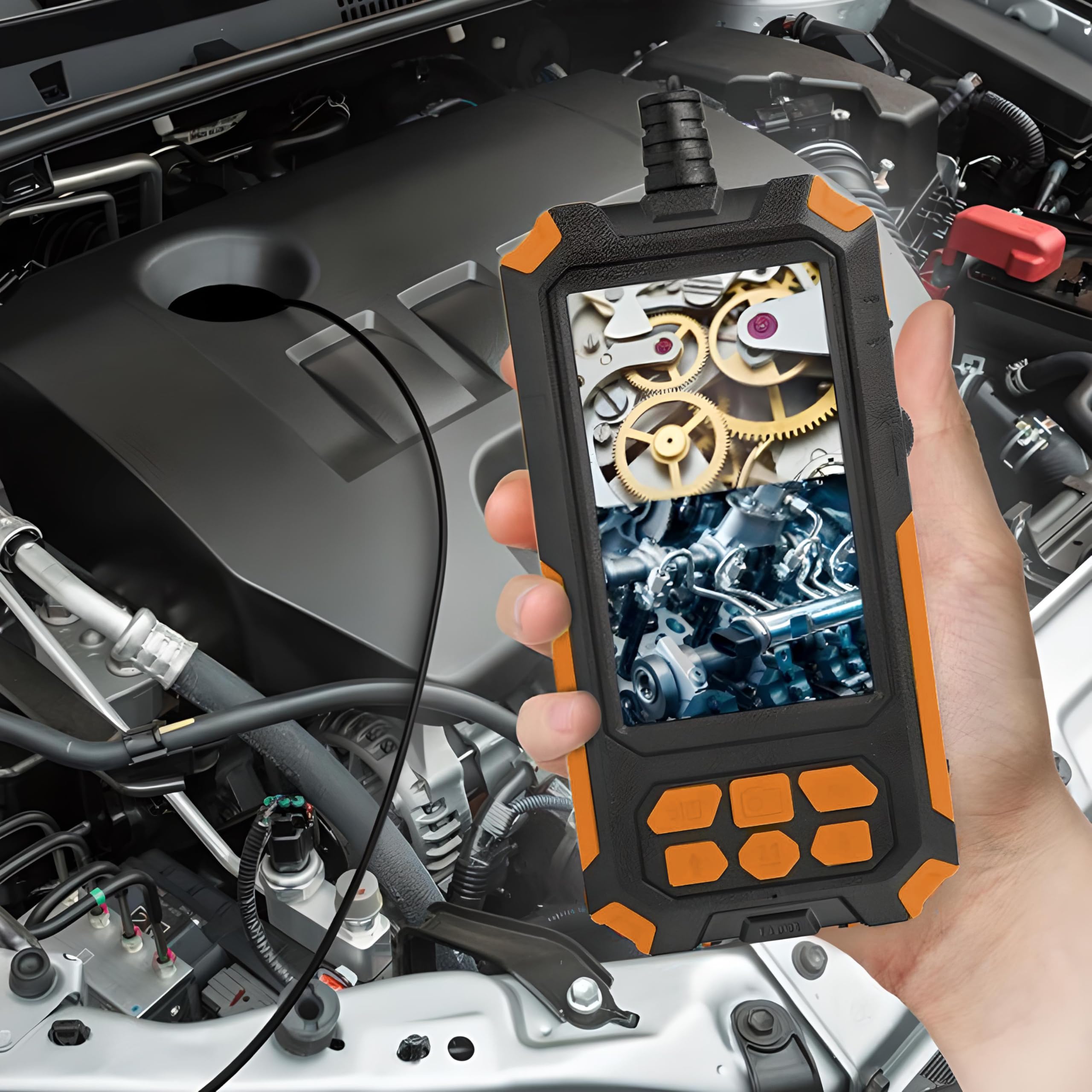Retoo Endoskopkamera Industrie Wasserdichtes IP67, 4.3 Zoll HD Bildschrim 5m, Digitale Industrielles Endoskop mit 2 Kameras, Inspektionskamera, Kanal Endoskop, Rohrkamera, Schlangenkamera