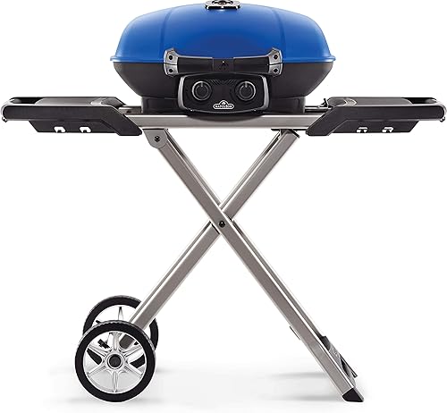 Napoleon TravelQ - Asador portátil de gas propano, Carro de propano y tijeras., Azul