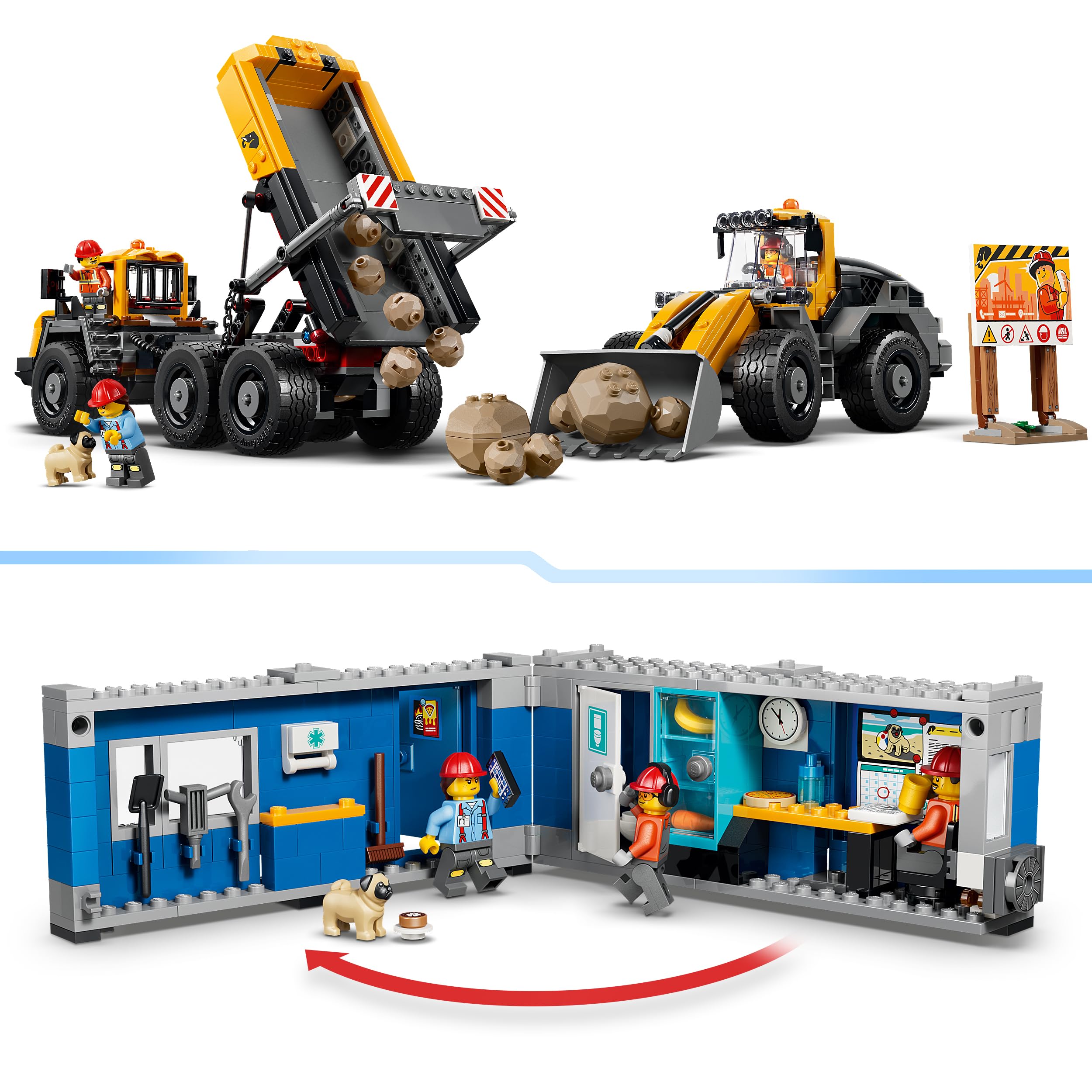 LEGO City Camion Ribaltabile e Pala Meccanica - Veicoli Giocattolo da Cantiere con Funzioni Operative e 3 Minifigure - Regalo di Compleanno STEM per Bambini da 8 Anni in su - 60494