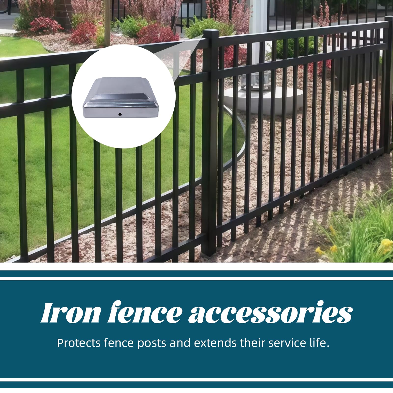 10 Pcs Post Top Caps, Metal Fence Caps, Square Decorative Caps, Weatherproof Fence Posts Protection Caps - Image 2
