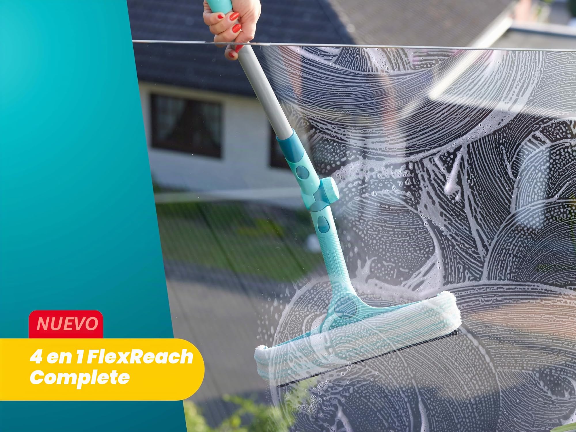 Leifheit Limpiacristales FlexReach 4 en 1, 32 cm, con Cubo