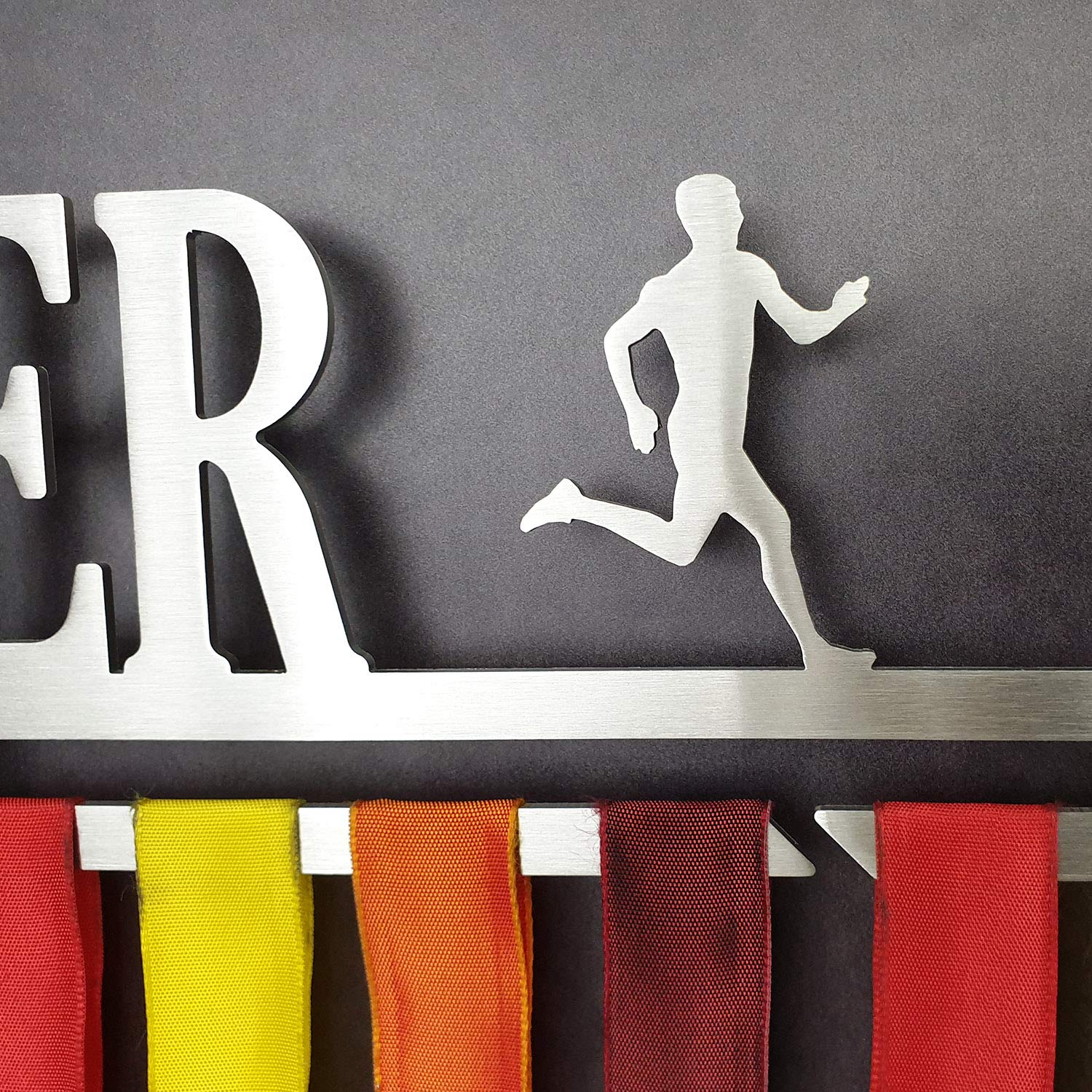 MEDALdisplay Runner - Medagliere da Parete - Porta medaglie Running, Maratona, Corsa - Sport Medal Hanger - Display Rack - Acciaio Inox 100% Made in Italy by
