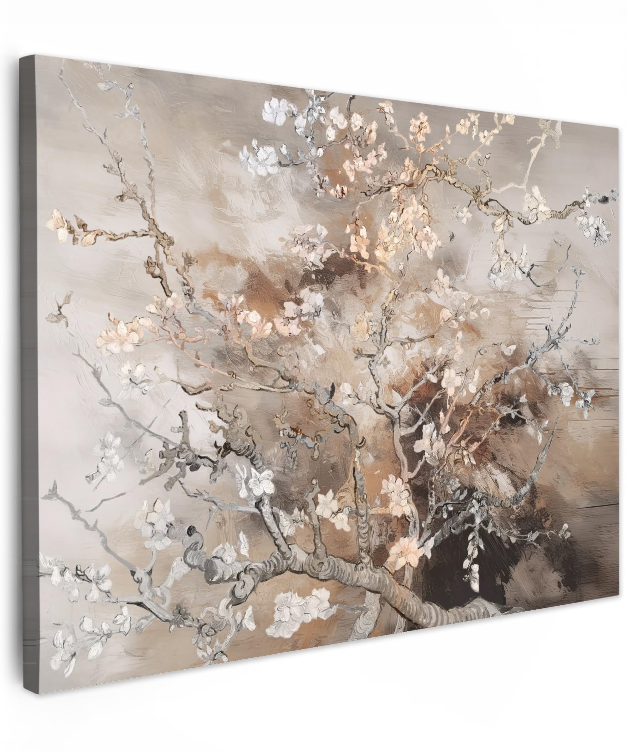 MuchoWow© Canvas Wall Art Work 28"x20" / 70x50 cm House Decoration for Living Room Home Decor Pictures Walls Almond Blossom - Art - Van Gogh - Beige - Abstract