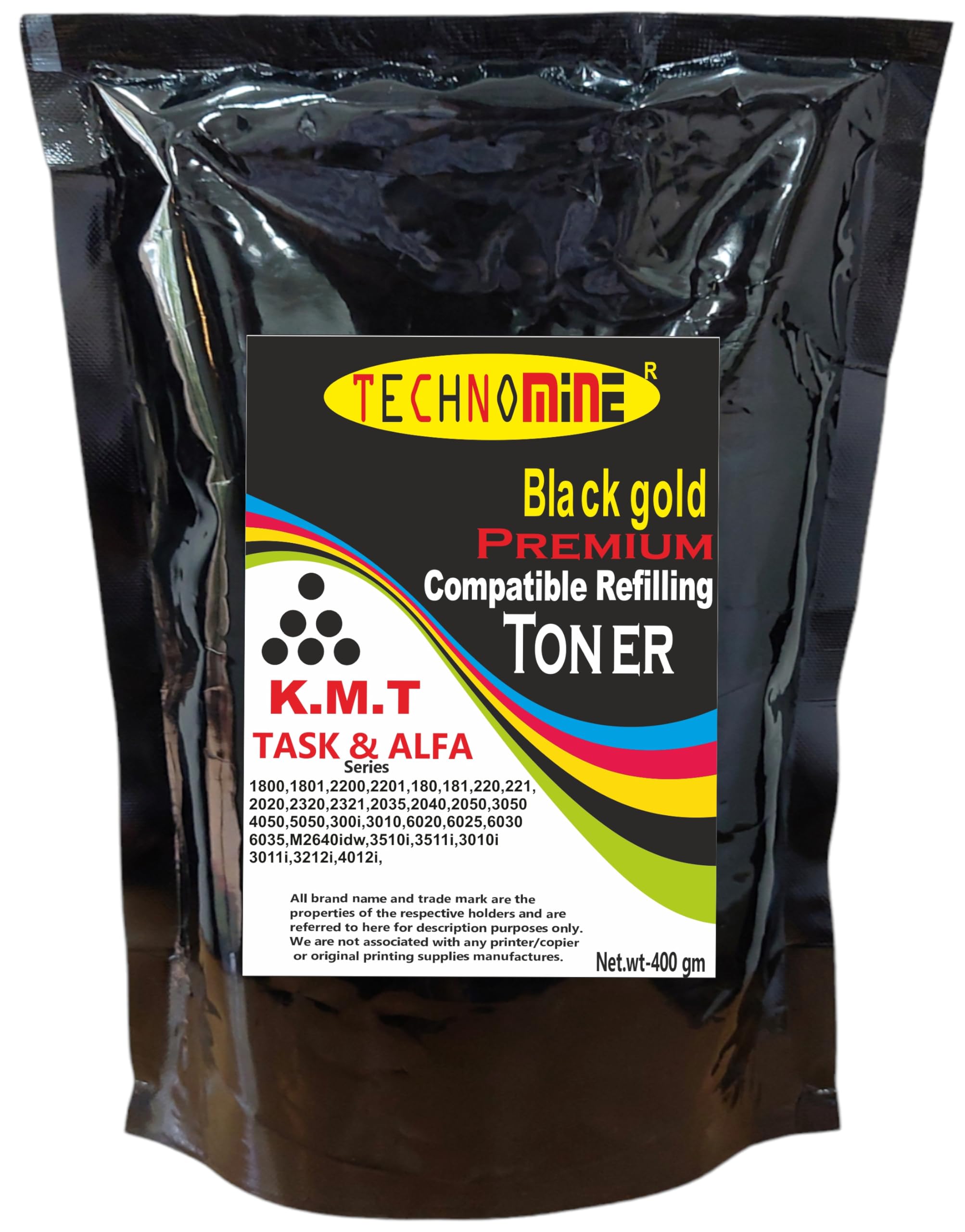 K.M.T. 180,181,220,221,1800,1801,2200,2201 (500 gm X 1 Pouch) Black Ink Toner Powder-image-5
