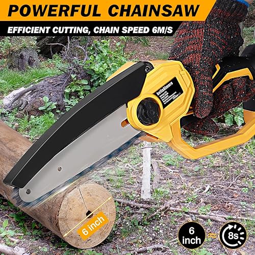 Miniatura 3 de bellaDimora Motosierra Mini Inalámbrica de 6 Pulgadas Compatible con Batería DeWalt 20V MAX (Batería No Incluida), Motosierra Eléctrica de Mano