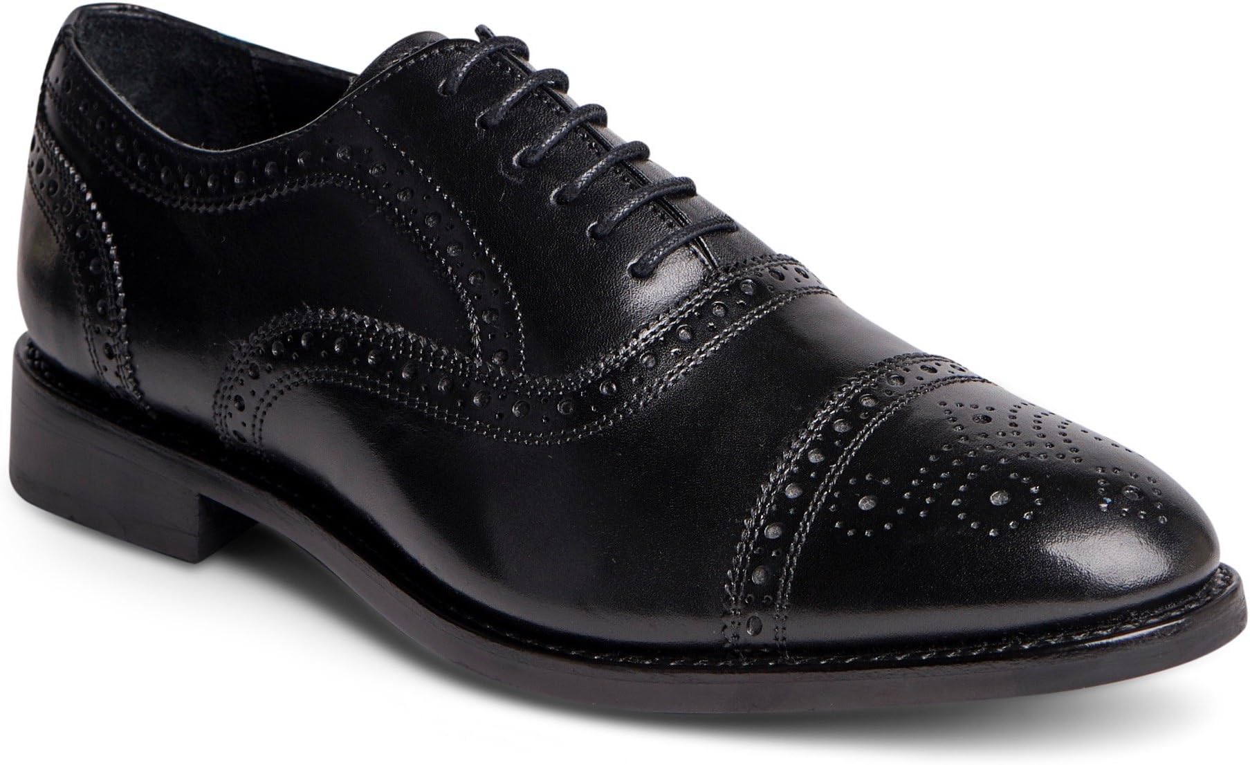 Anthony Veer Men's Wingtip Quarter Brogue Lace-up Leather Dress Shoes in Goodyear Welted 'Ford (14 D, Black)
