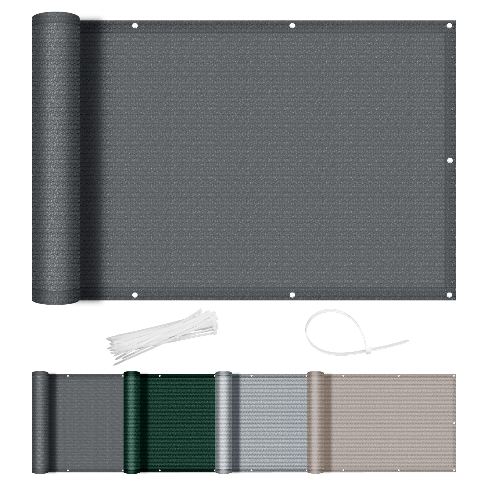 AXT SHADE Pantalla Privacidad Balcón 90x600cm HDPE Ocultacion Balcon Protección Viento y Los Rayos UV con Ataduras de Cables para Exterior Terraza-Antracita