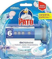 Pato Desodorizador Sanitário Gel Adesivo Marine, Limpeza Banheiro, Com Aplicador, 6 Discos