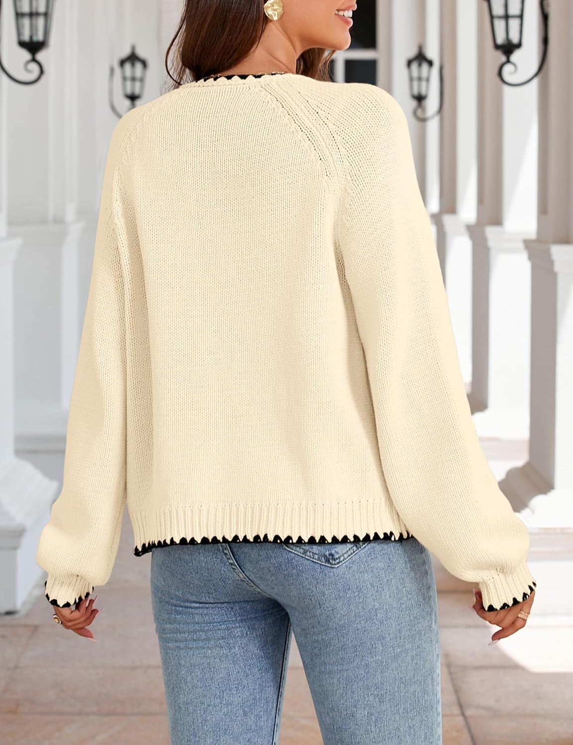 Women's Cardigan Tie Front Sweater Long Sleeves Knit Chunky V Neck Trendy Cardigans - Image 4