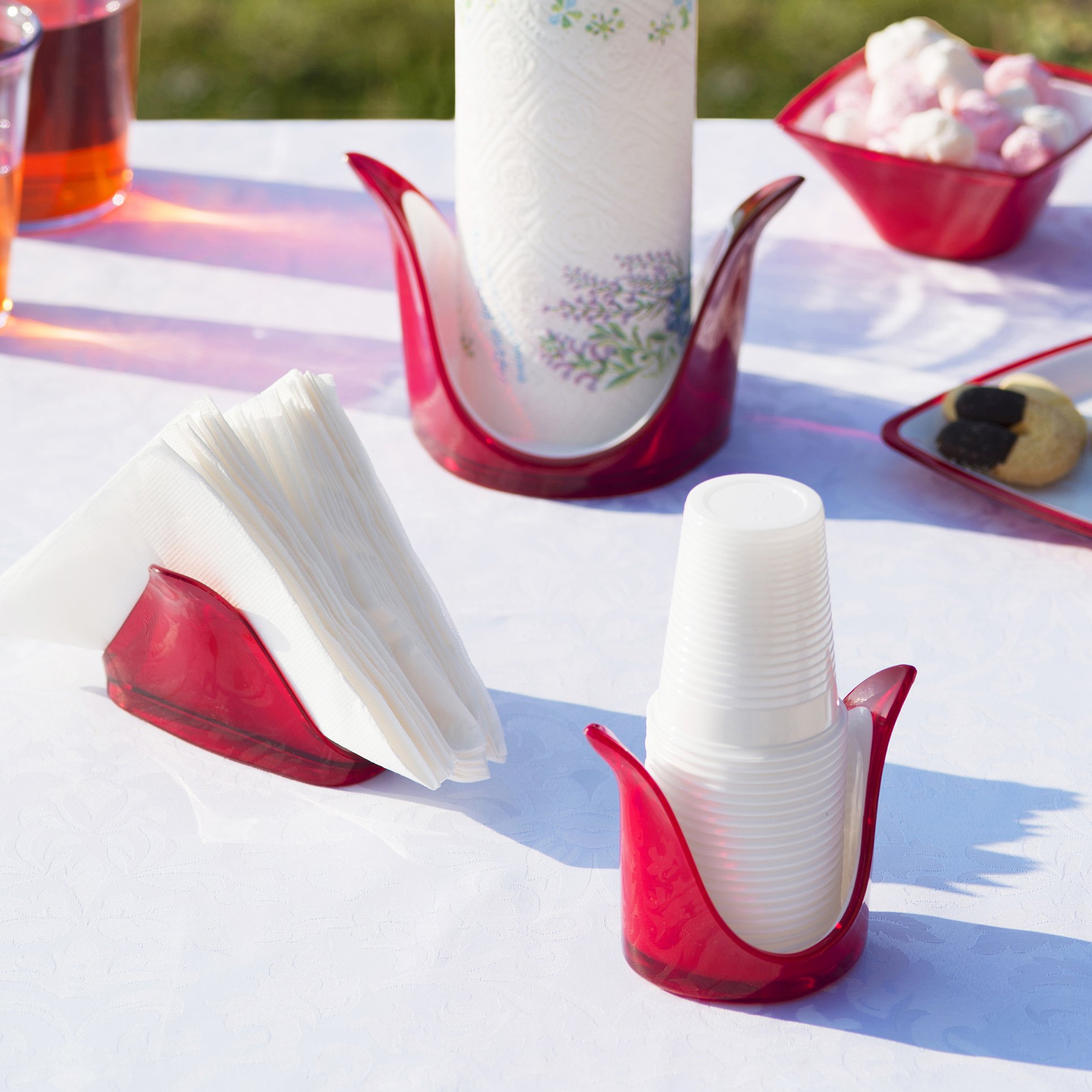 Omada Design Becherhalter in Zweifarbig Acryl für Einmalgebrauch Plastikbecher, Made in Italy, mit Fassungsvermögen von 0,2/0,25 ml. Spülmaschinenfest, Linea Square, Weiße Farbe