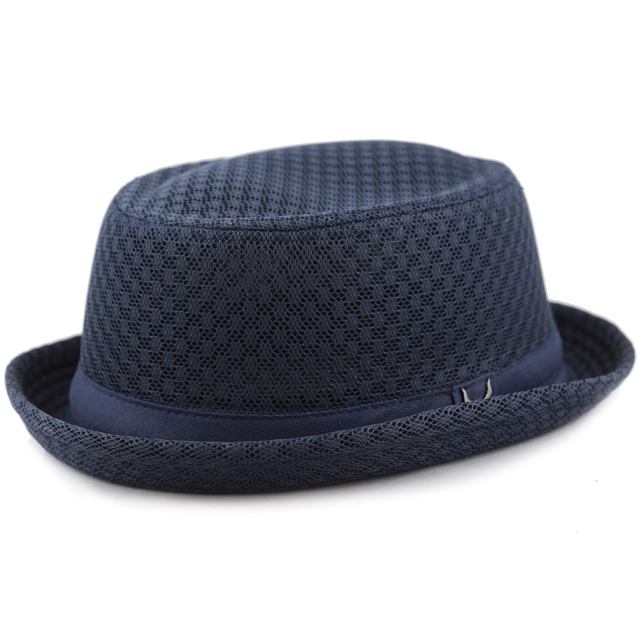 The Hat DepotLight Weight Classic Soft Cool Mesh Porkpie Hat (S/M, Navy)