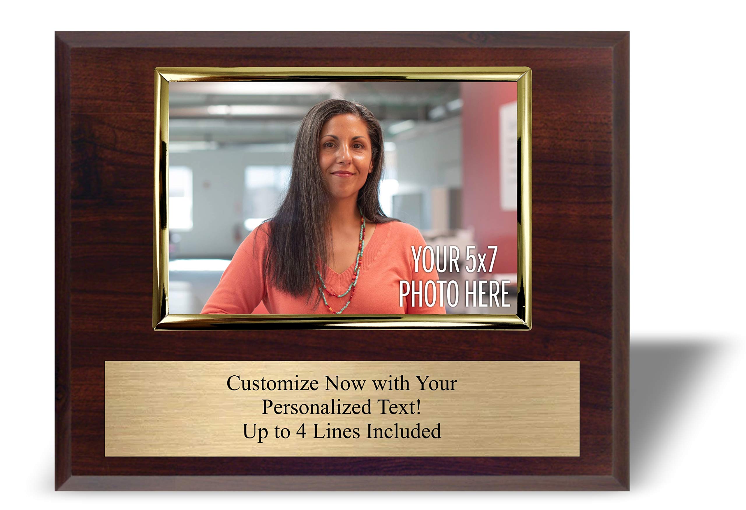 Awards4U Personalized 8x10 Photo Plaque with 5x7 Horizontal Picture Holder - Add Your Photo for Team Coach or Employee Appreciation - Customize Now