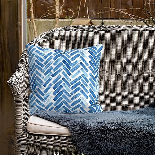 Miniatura 7 de Juego de 2 fundas cuadradas de 16 x 16 pulgadas para cojín de exteriores, fundas decorativas modernas para cojín de respaldo para muebles de patio,