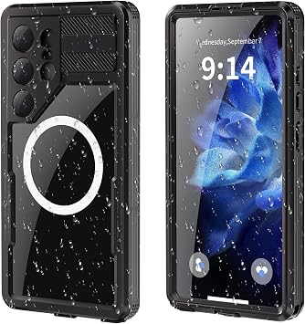 Galaxy S25 Ultra Waterproof Case, 6.9 inches, JOMA-E Shop, US Military MIL Standards Certified, Qi Charging, Triple Layer Construction, Galaxy SC-52F Cover, Dustproof, Snowproof, Waterproof Level, IP68, Popular, au SCG32, Shockproof, Smartphone Case, Individual, Protective Construction Site, Strap Hole, Galaxy S25 Ultra Full Coverage, Water Protection, Underwater Photography Black