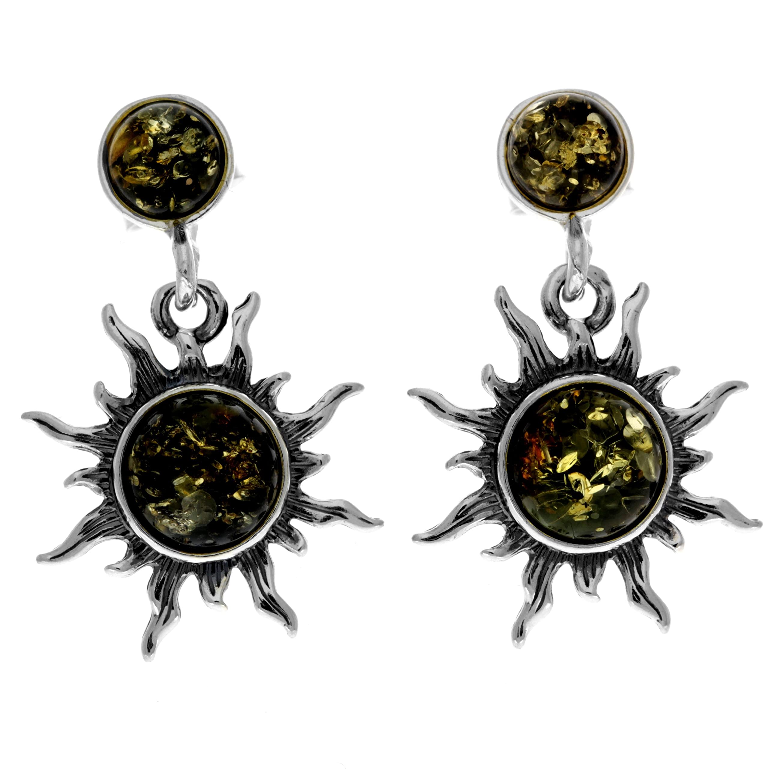 Compra Orecchini a bottone con cuore in argento sterling 925 e ambra baltica - M194 all'ingrosso