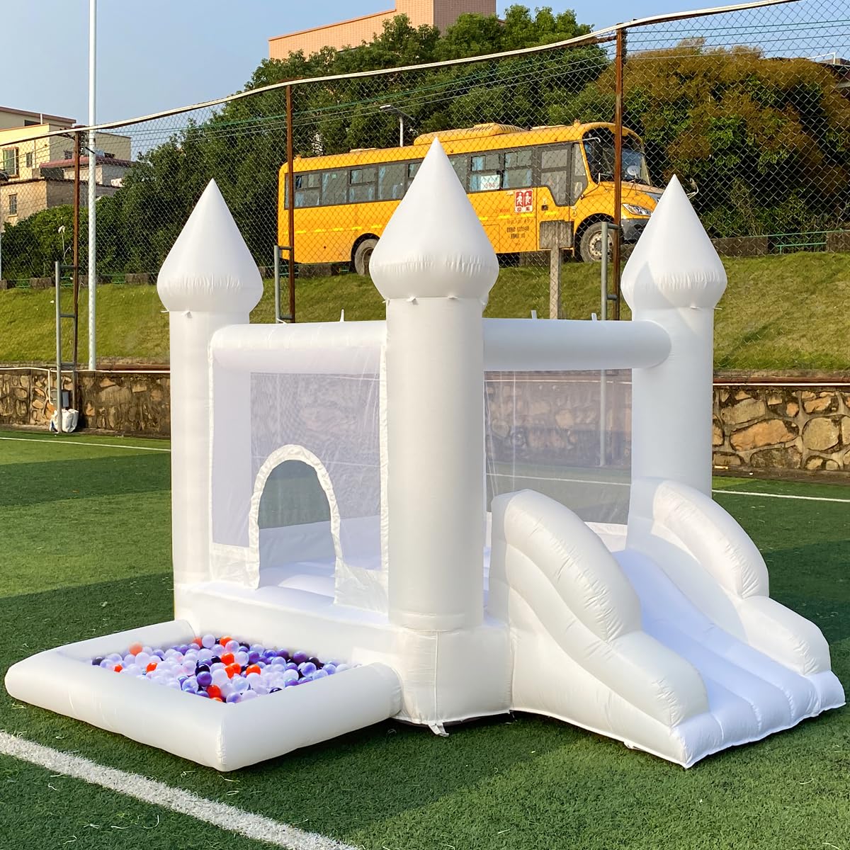 White Bounce House Indoor Bounce House for Kids Oxford Cloth White Bouncy House, Inflatable Trampoline with UL Blower (Oxford Cloth 8.53ft)