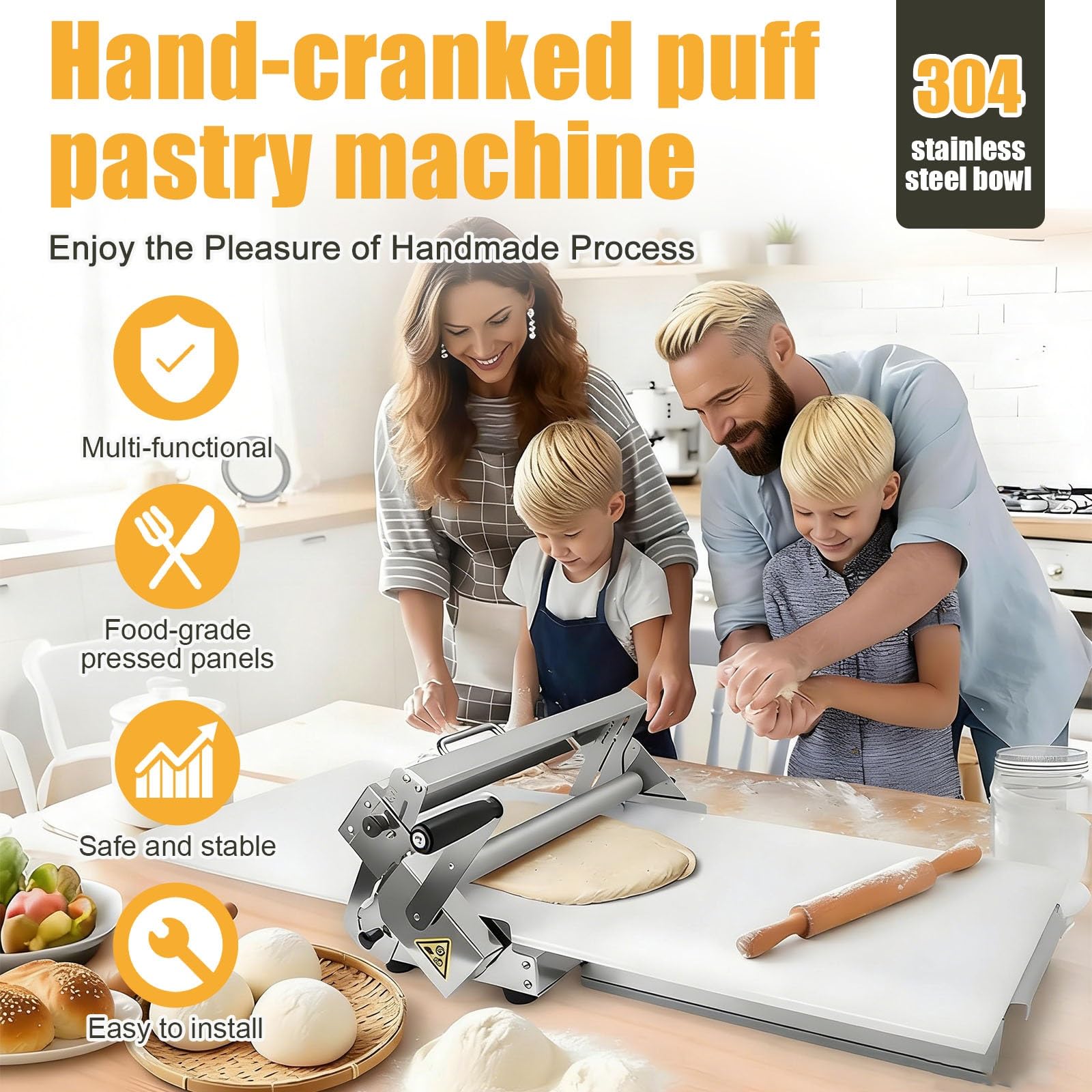 Wałek do Ciasta Laminator do Ciasta Wałek Cukierniczy Składany Wałek do Ciasta Regulowany Do Pizza Croissant Wypieki(Home-Use32.7x18.9in)