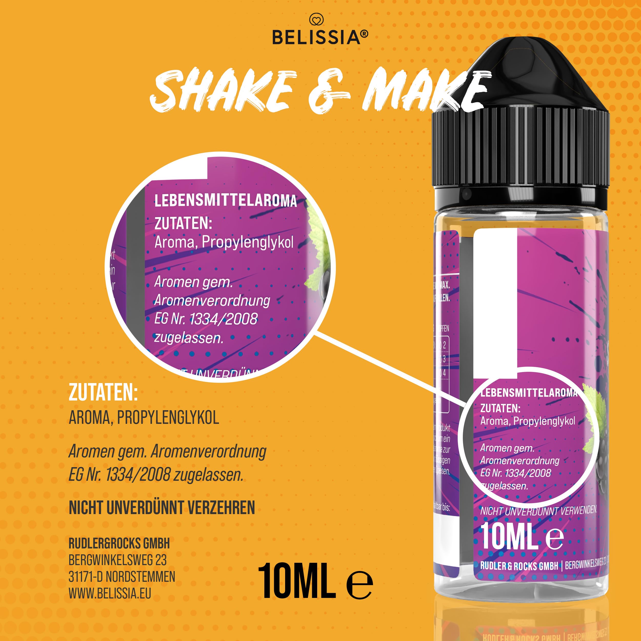 Belissia Shake and Make - Geschmack Cappuccino - Hochdosiertes Lebensmittel Aroma 10ml mit praktischer Schüttelflasche zum mischen. Für Lebensmittel, Kochen, Backen, Hobby, Raumerfrischung uvm.