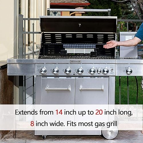 Miniatura 6 de Hongso Rejillas ajustables de hierro fundido, repuesto universal de rejilla de cocción para parrilla de gas, se extiende de 14 a 20 pulgadas