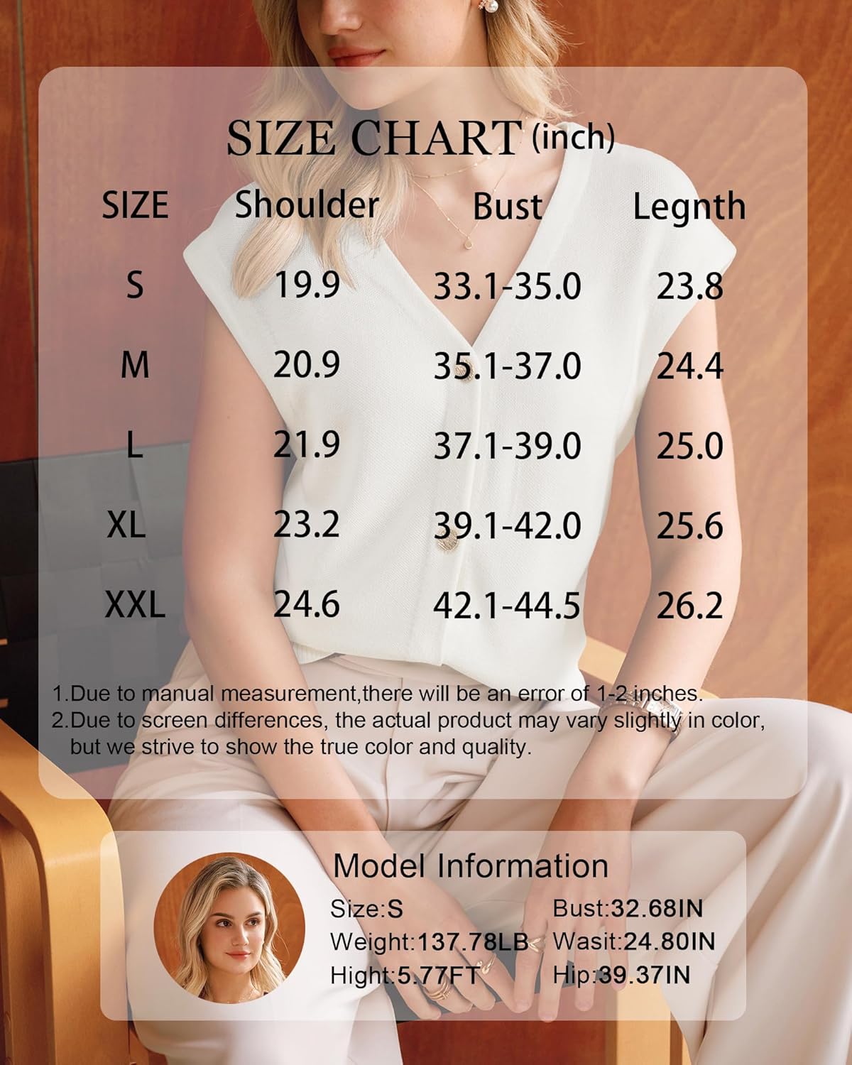 Arach&Cloz Women's Wool Blend Sweater Vest V Neck Button Down Cardigan Business Casual Tops 2026 - Image 5