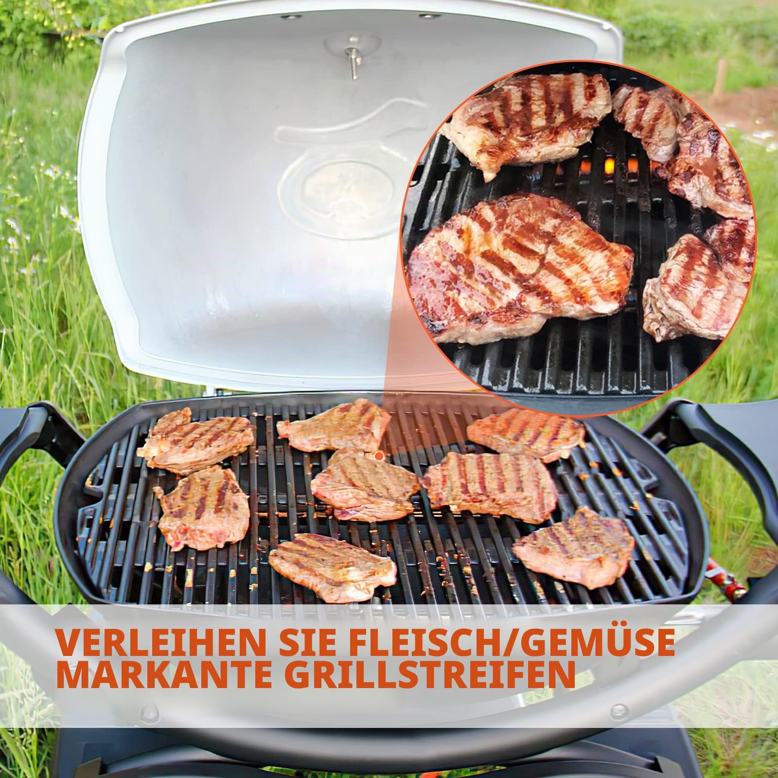 QuliMetal 2er-Pack Gusseisen Grillroste 63,5 x 45,2cm Passend für Weber Q300 Q320 Q3000 Q3100 Q3200
