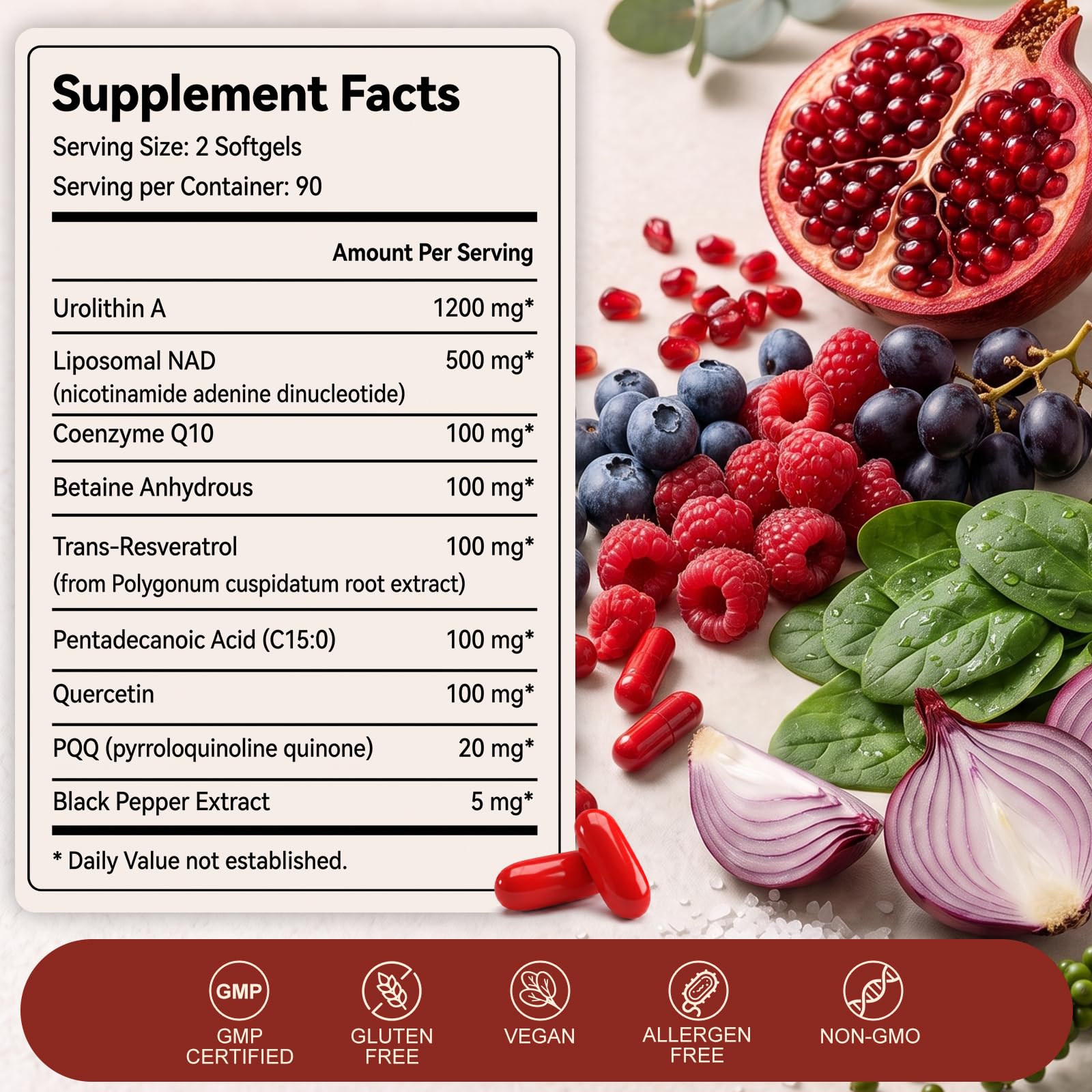 Urolithin A Supplement, 10-in-1 Cellular Longevity Complex with Liposomal NAD+, CoQ10, Resveratrol & PQQ – Cellular Ene & Healthy Aging Formula, 180 Softgels — Amazon image 8