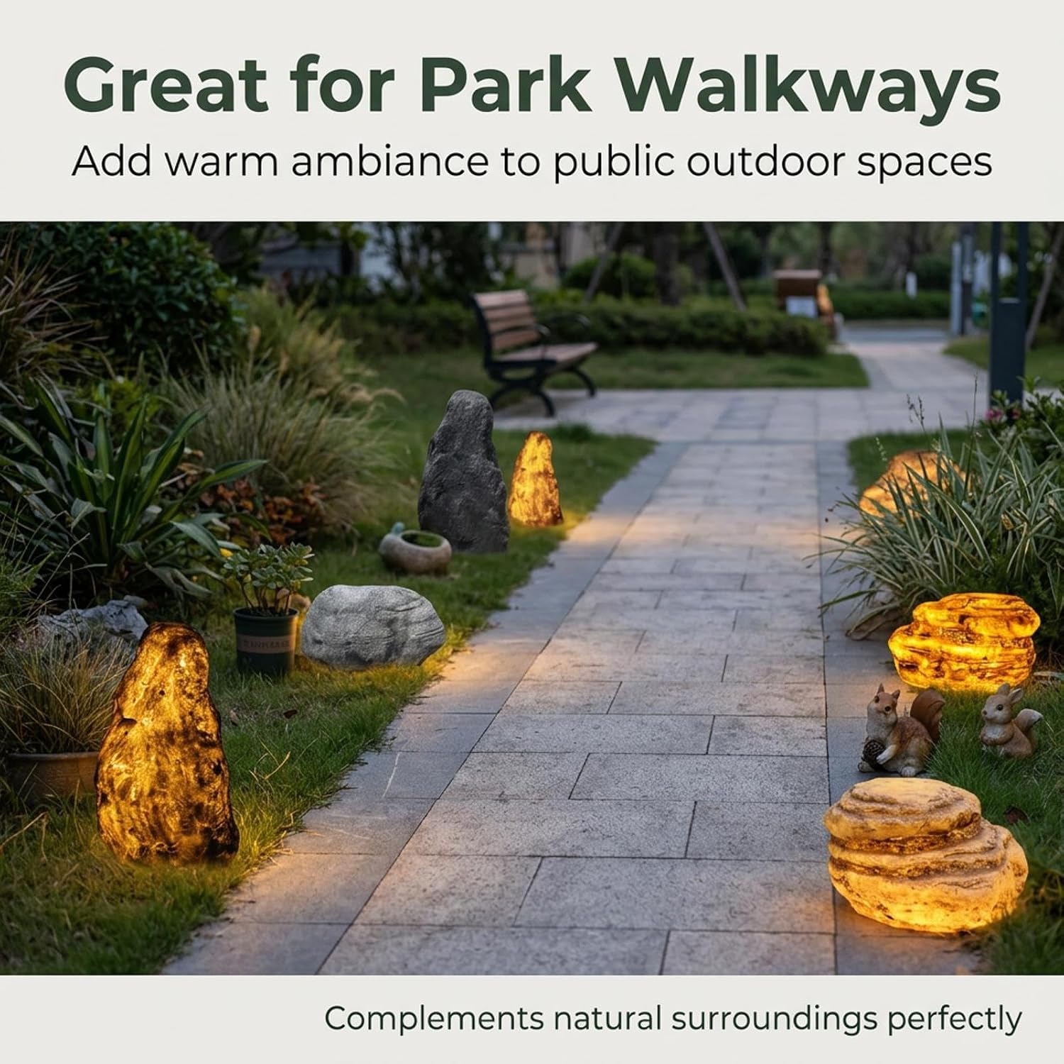 Lighted Faux Landscape Rock Glowing artificial Stone Outdoor Garden décor