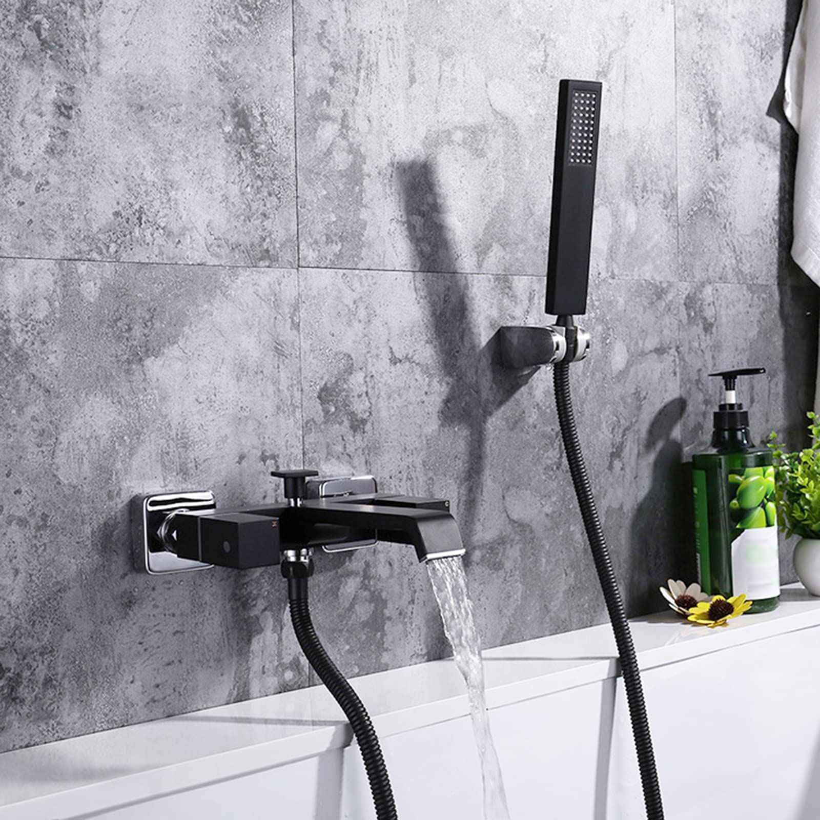 Mitigeur mural cascade noir mat robinet de baignoire durable