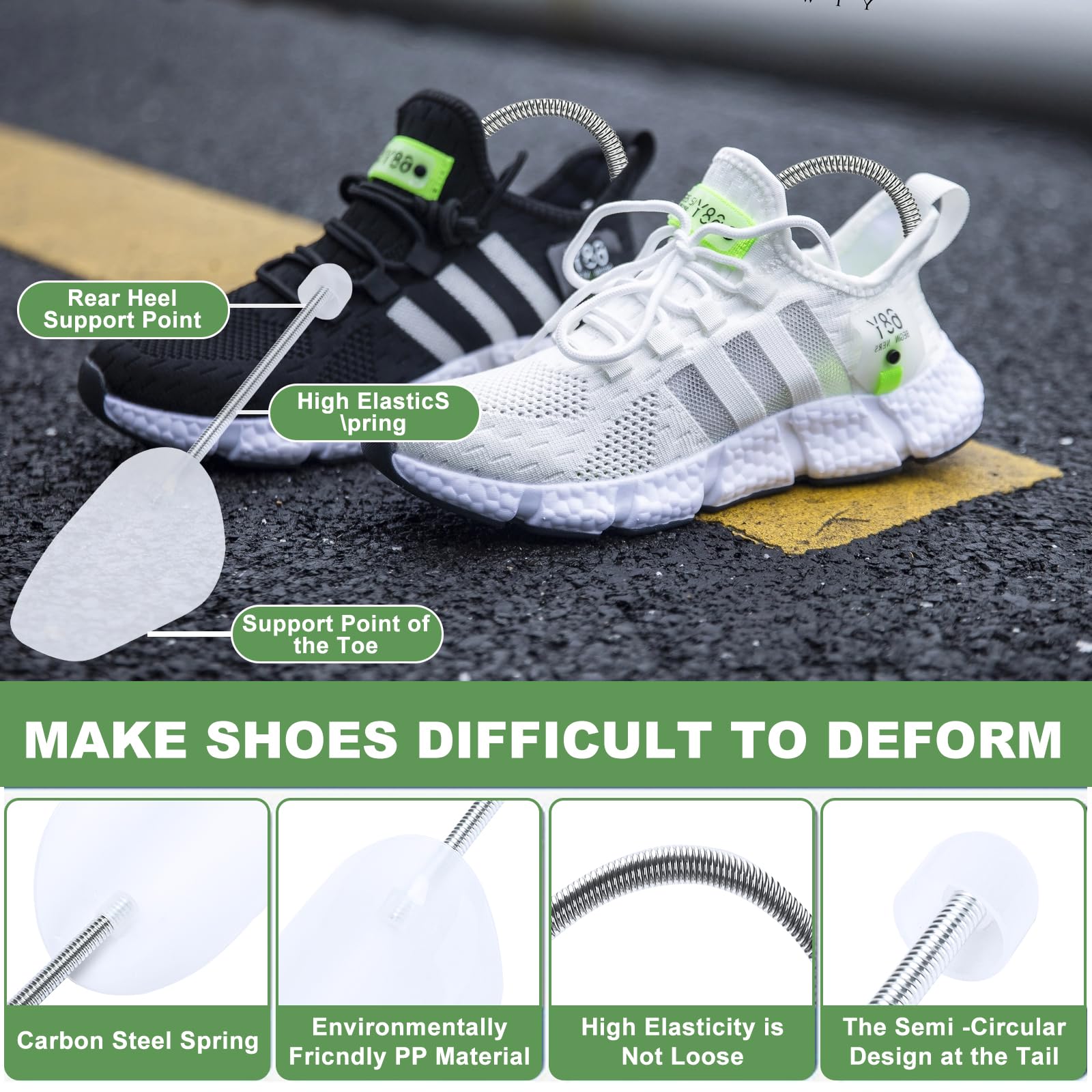 JOTOL 9 Pares De Hormas Para Zapatos Hombre,Ensanchador De Zapatos,Hormas De Plástico,Horma Zapatos Eu La Talla 38-45,Justable Longitud,Transparente - 3