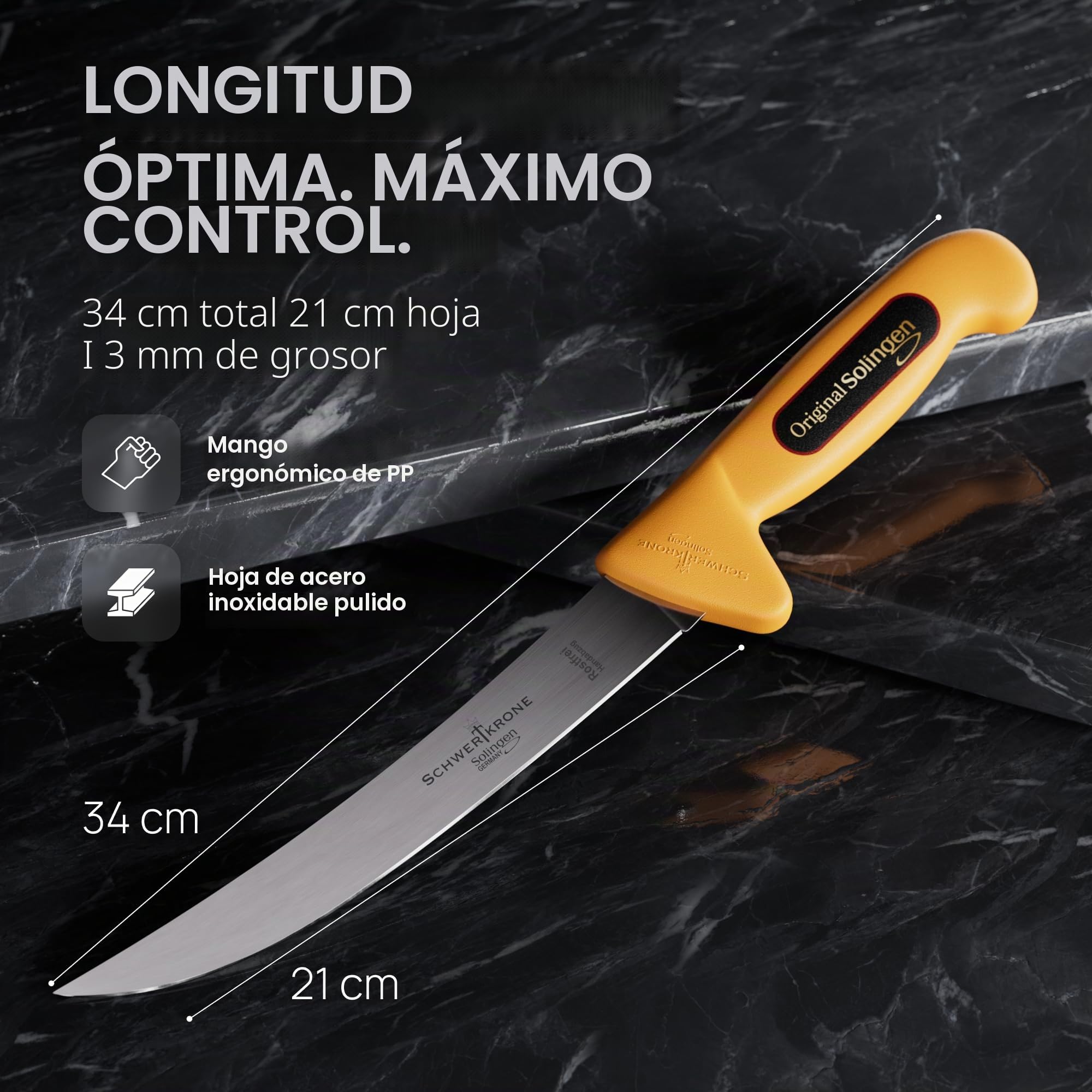 Schwertkrone Solingen - Cuchillos de carnicero profesional Made in Germany - Cuchillo de carnicero, cuchillo de deshuesar, cuchillo de carnicero, rifle de afilar