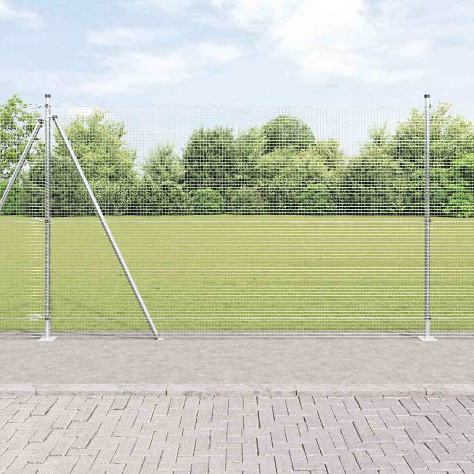 Słupki ogrodzeniowe ze stali, srebrne, 1000 x 3,2 x 140 cm, malowane proszkowo, odporne na korozję – 5 słupków do użytku na zewnątrz