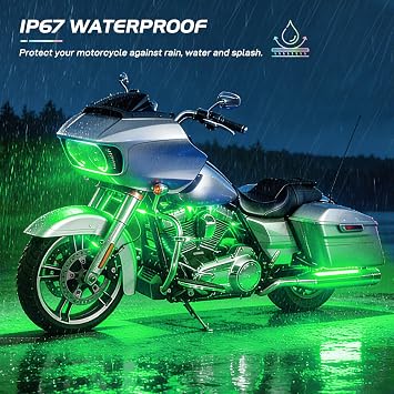 Nilight 8PCS Motorcycle RGB Led Light Kit Waterproof Multi-Color Atmosphere Lights Lamp with 4Key RF Wireless Remote for Harley Davidson Honda Kawasaki Suzuki, (TL-42)