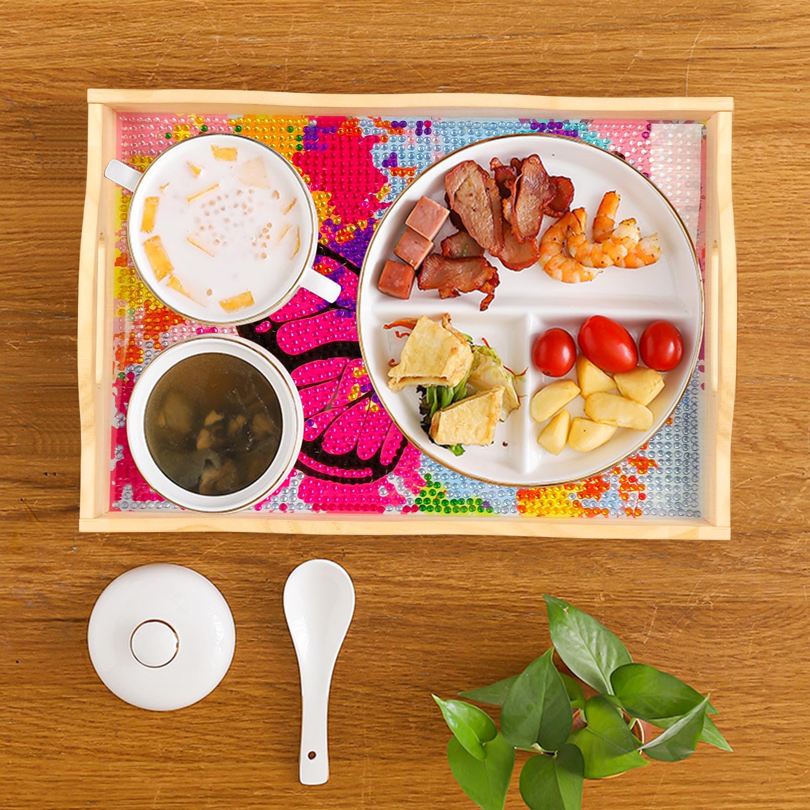 Lot de 2 plateaux de lit pliables en bois faits à la main pour le petit déjeuner, les collations et le travail – Idéal pour le canapé et le lit Design multifonction