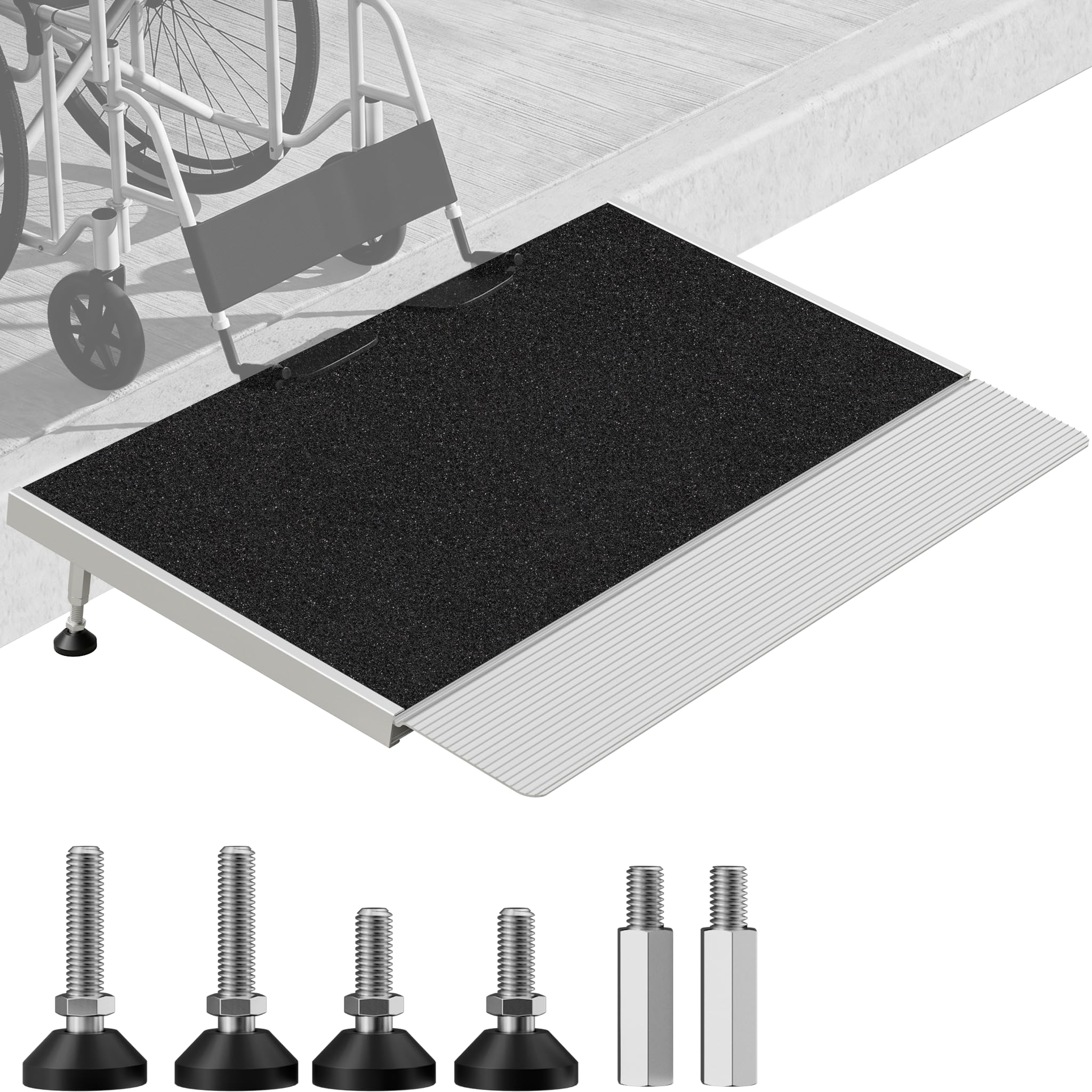 FACHNUO - Rampa de umbral ajustable para puertas, 61 cm de largo x 36