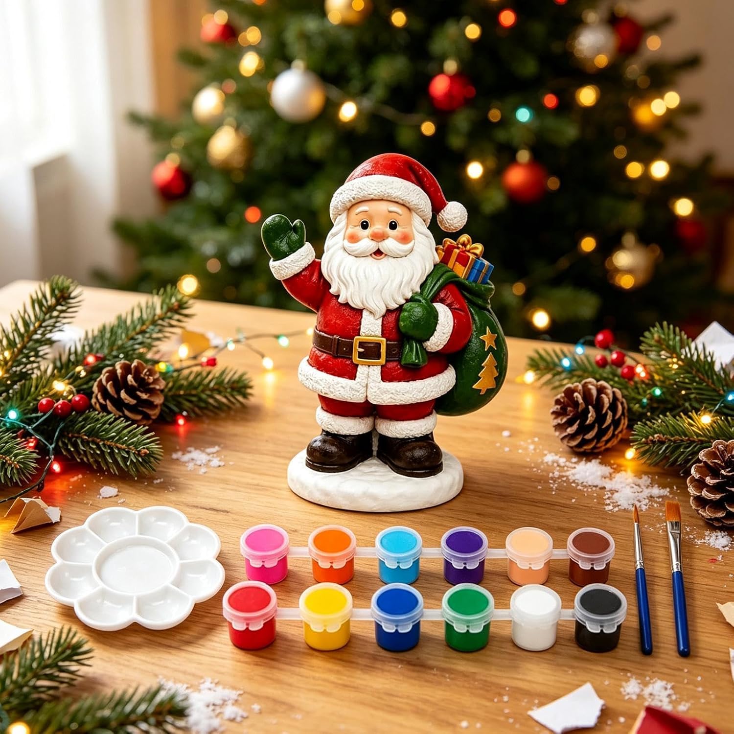 DIY Christmas Painting Kit, Unpainted Santa Nutcracker Plaster Figurines