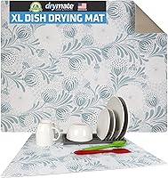Vista 1 de Drymate Tapete para secar platos Jumbo XL (19 x 24 pulgadas), perfil bajo, súper absorbente, tela de secado rápido, impermeable y antideslizante