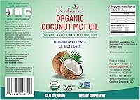 Vista 7 de Aceite de coco MCT orgánico certificado USDA Verdana – Aceite de coco fraccionado – Sin uso de semilla de palma – Kosher, grado alimenticio, sin
