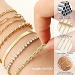 Thunaraz Gold Bracelets for Women Waterproof,14K Gold Plated/Silver Link Bracelet Sets Stackable Figaro Paperclip Gold Womens Chain Bracelet Dainty Layered Bracelets Pack for Women Ladies
