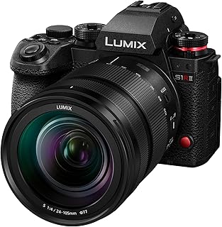 Panasonic LUMIX S1RII System Camera with 24-105 mm F4 Lens Kit, 44.3MP Full Frame Sensor, 8K Video, Phase Hybrid AF, Dual I.S., 32-Bit Audio, OLED Viewfinder - Camera & Lens Set