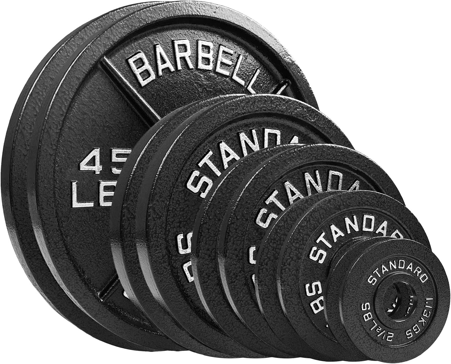Steel Olympic Plates 175LB Set - 2 inch Olympic Hammertone Coated 2x 2.5lb, 5lb, 10lb, 25lb, & 45lb for Weight Lifting Training