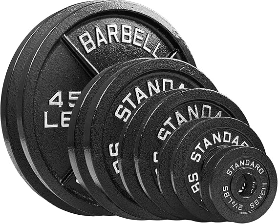 Steel Olympic Plates 175LB Set - 2 inch Olympic Hammertone Coated 2x 2.5lb, 5lb, 10lb, 25lb, & 45lb for Weight Lifting Training