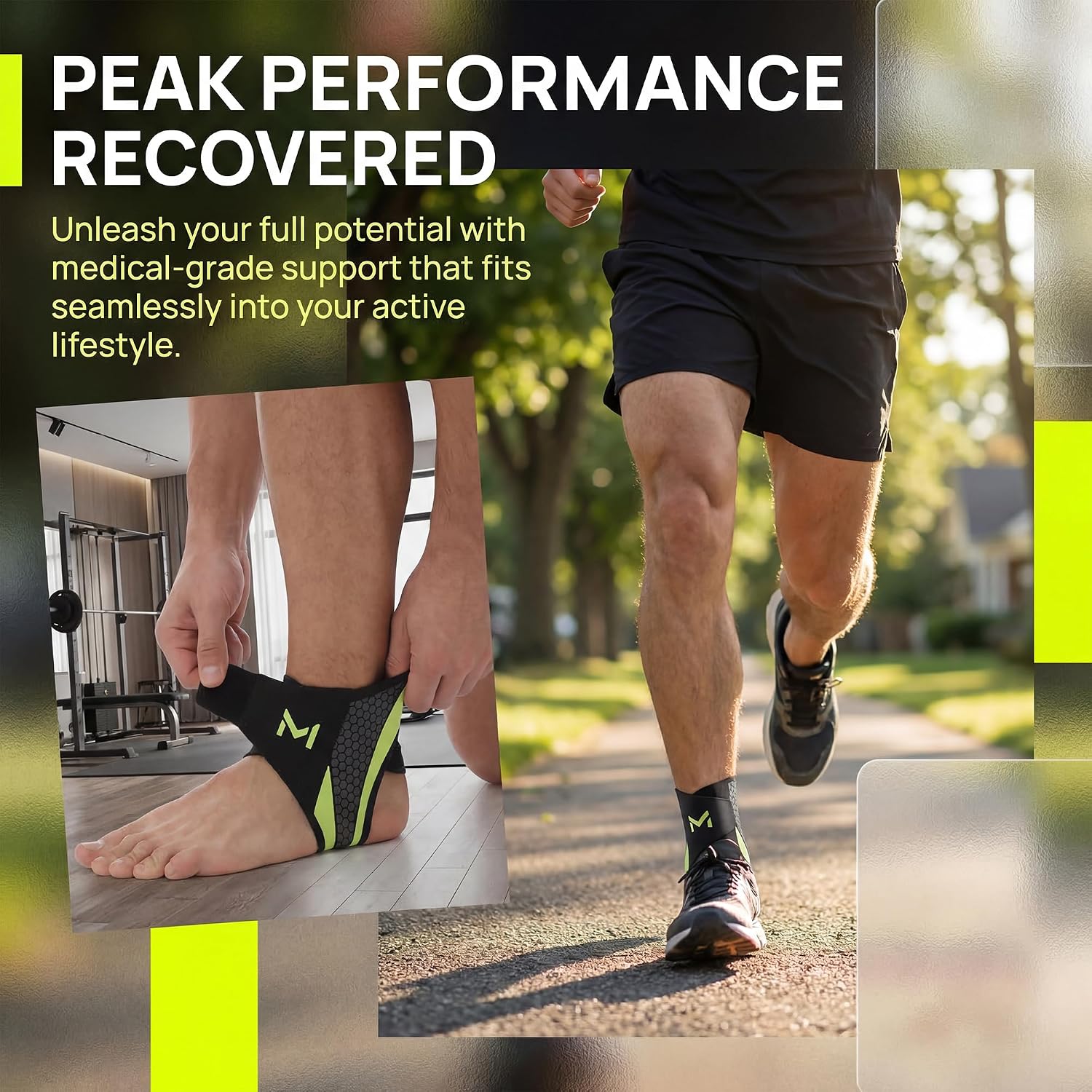 2-Pack Ankle Support Brace,Adjustable Athletic Ankle Support Brace,Enhance Stability for Foot Pain,Compression Sleeve to Relieve Plantar Fasciitis for Men & Women,Grey