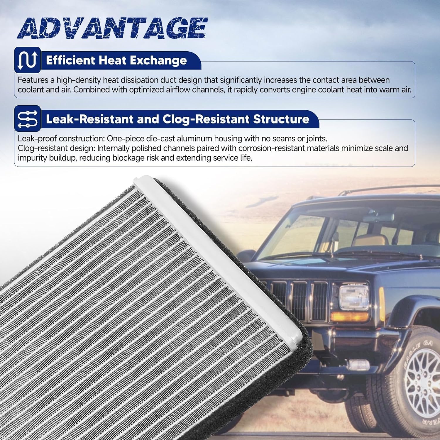 HVAC Heater Core Fit for Jeep Models 1997-2001 Cherokee, TJ, Wrangler, Sport Utility, Refernce Number 4874045, 4713125, 56000049, 98024, 93024