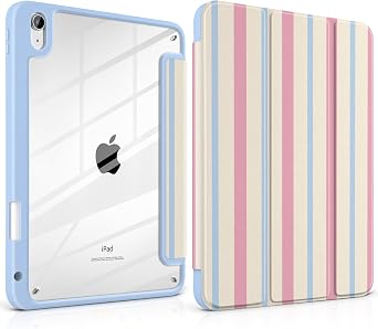 MEEgoodo for iPad A16 11th Generation/10th Gen Case,Pink&Blue Pastel Stripe