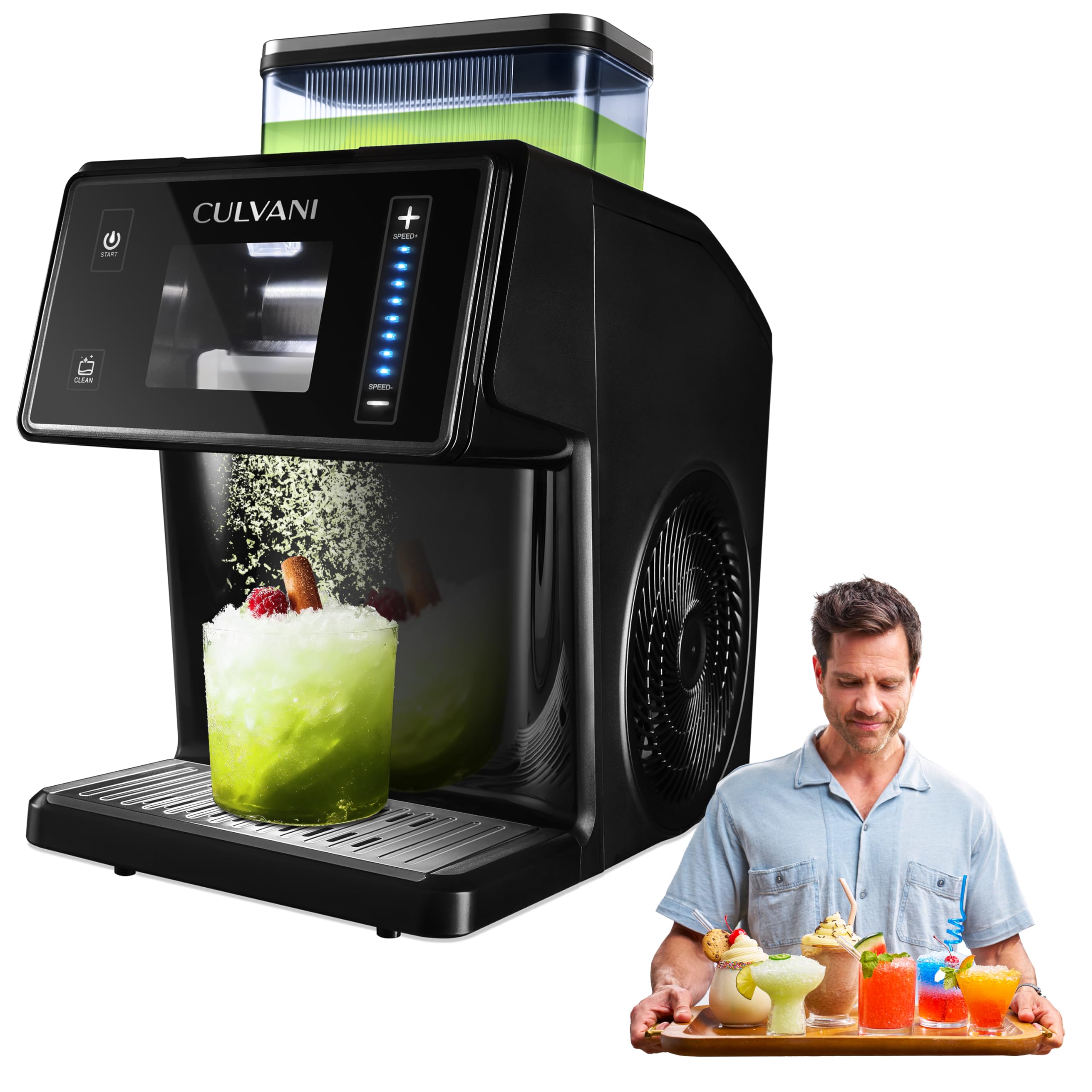 Culvani Snowlux Shaved Snowflake Ice Machine | Self-Cleaning, 8-Speed Custom Texture Control, Professional Cooling System, Sugar-Free Friendly | Smoothies, Snow Cones, Cocktails &amp; Frozen Desserts (Renewed)