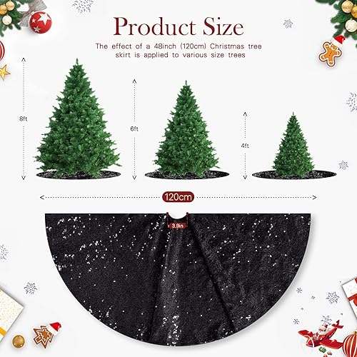 Miniatura 15 de Faldón para árbol de Navidad, brillante de color negro, para interiores y exteriores, 36 pulgadas. Negro brillante