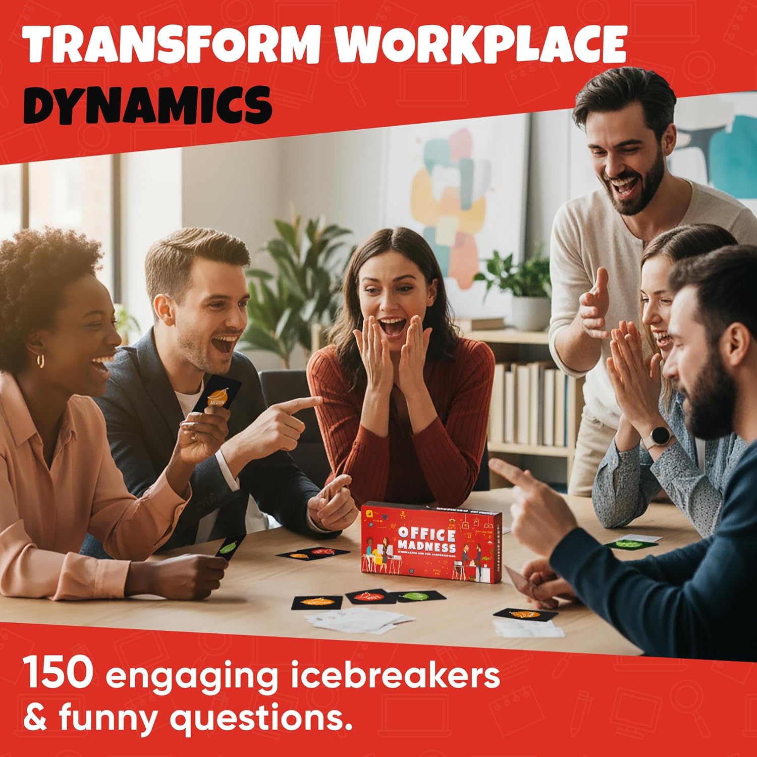 Team Building Card Game with 150 Icebreakers and Funny Questions | 3-in-1 Funny Office Game and Conversation Starter | Perfect for an Office Party or Corporate Retreat