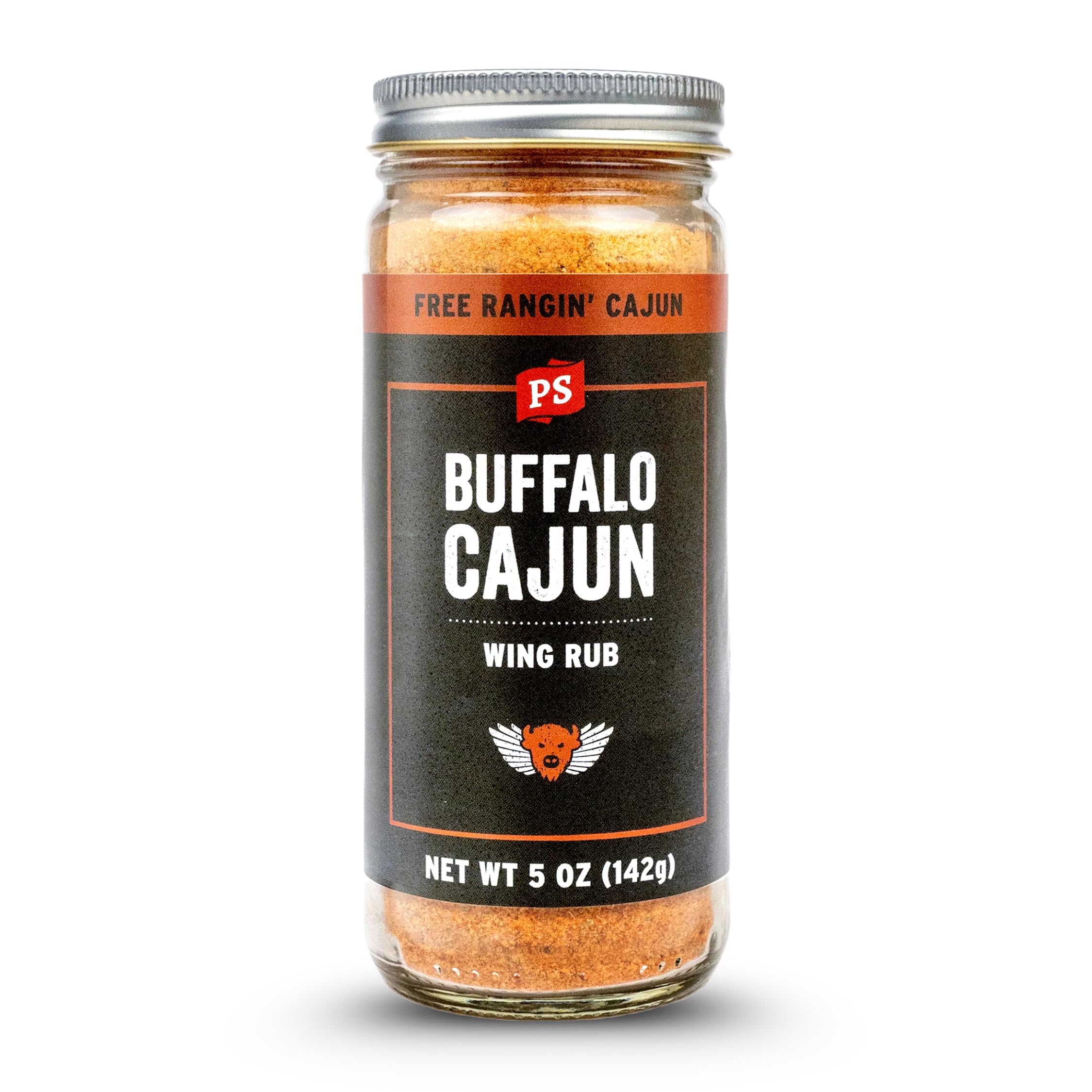 PS Seasoning Buffalo Cajun Wing Rub - Spicy Buffalo Chicken Spice with Red Pepper, Vinegar, Butter - Chicken Wing Cajun Seasoning Dust & Dry Rub for